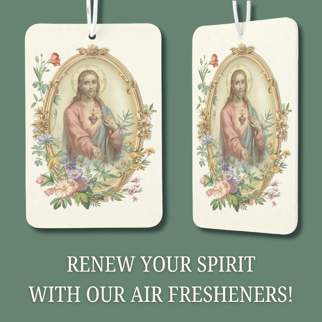 Désodorisant Pour Voiture Sacré Coeur de Jésus Traditionnel Catholique (Créateur téléchargé)