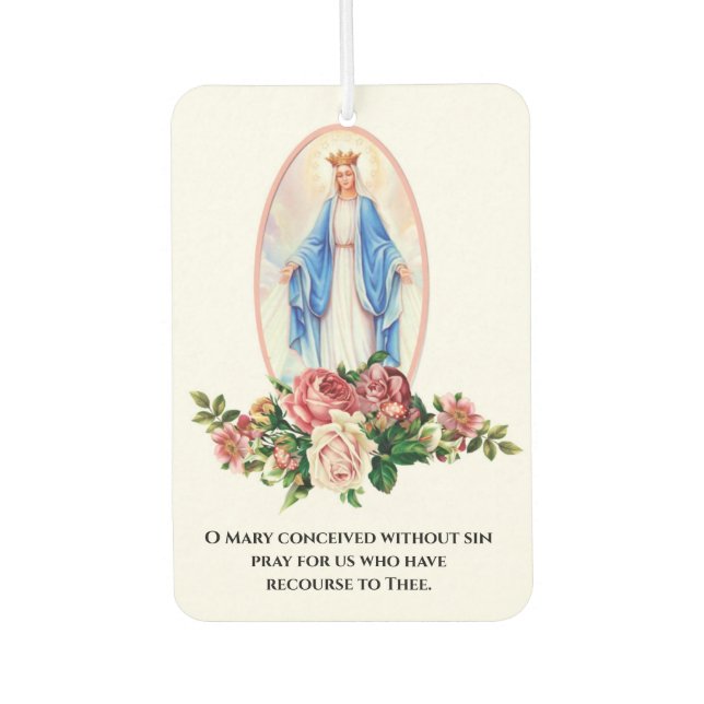 Désodorisant Pour Voiture Sainte Vierge Marie Prière catholique (Devant)