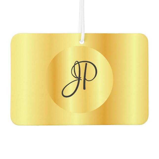 Désodorisant Pour Voiture Script personnalisé Monogramme Faux Modèle or (Devant)