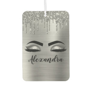 Désodorisant Pour Voiture Silver Glitter Sparkle Eyelashes Monogram