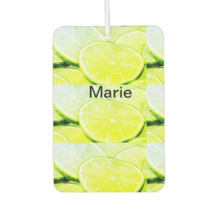 Désodorisant Pour Voiture Simple jaune citron vert ajouter nom minimum perso