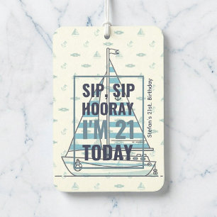 Désodorisant Pour Voiture "Sip, Sip, Hourra" Anniversaire de 21 ans Marin