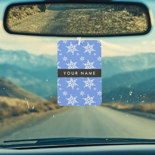 Désodorisant Pour Voiture Snowflakes blanc, Bleu, Votre nom, Personnaliser