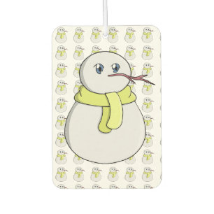 Désodorisant Pour Voiture Snowman portant une écharpe jaune