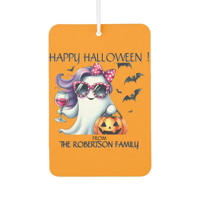 Désodorisant Pour Voiture Spooky Girly Ghost Halloween  (Devant)