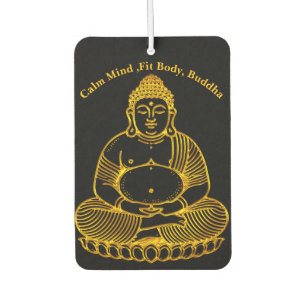 Désodorisant Pour Voiture Statue du Bouddha d'or méditant dans une pose pais