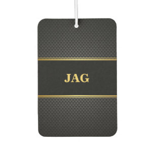Désodorisant Pour Voiture Stylé Monogramme Noir Carbone Or