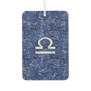 Désodorisant Pour Voiture Symbole du Zodiaque de Libra sur Camo numérique bl