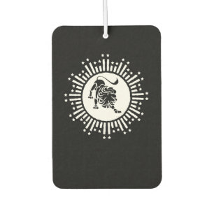 Désodorisant Pour Voiture Symbole Lion Zodiaque Leo avec Étoiles Noir et Bla