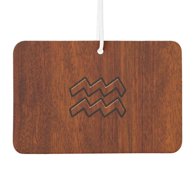 Désodorisant Pour Voiture Symbole Zodiac Aquarius Style bois d'acajou (Devant)