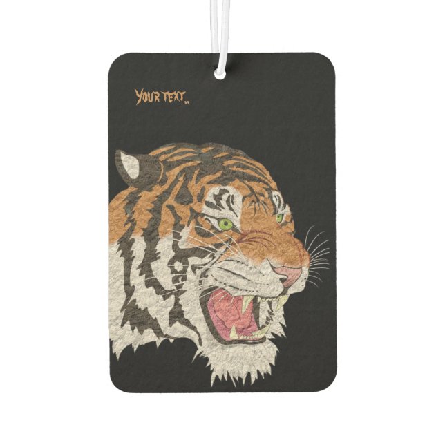 Désodorisant Pour Voiture Texte personnalisé Aquarelle de tigre sauvage noir (Dos)