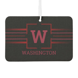 Désodorisant Pour Voiture Texte rouge monogramme sur fond noir