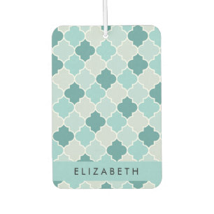 Désodorisant Pour Voiture Trellis Bleu Marocain, Quatrefoil, Votre Nom