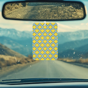 Désodorisant Pour Voiture Trellis jaune et bleu bébé, treillis, Quatrefoil