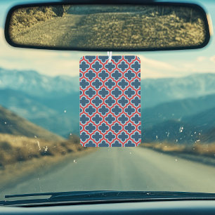 Désodorisant Pour Voiture Trellis marocain bleu et rouge, treillis, Quatrefo