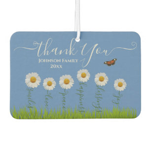 Désodorisant Pour Voiture Typographie moderne de Merci Floral Blue Daisy