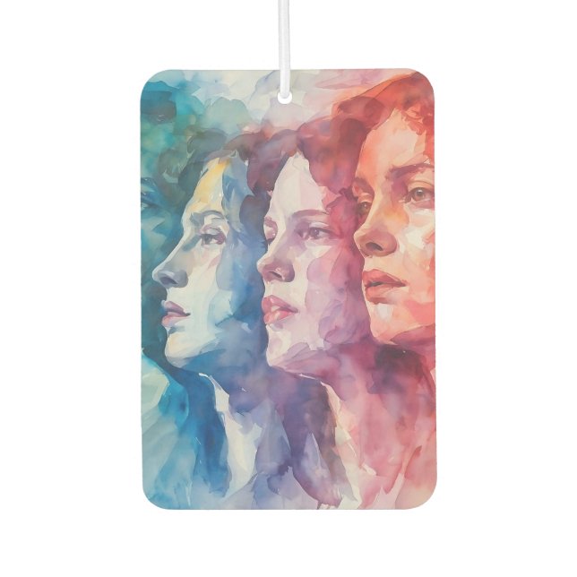 Désodorisant Pour Voiture Visages des femmes - Peinture aquarelle (Devant)