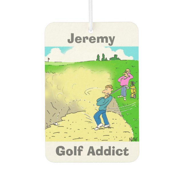 Désodorisant Pour Voiture Votre Nom Choix. Addict au golf (Devant)
