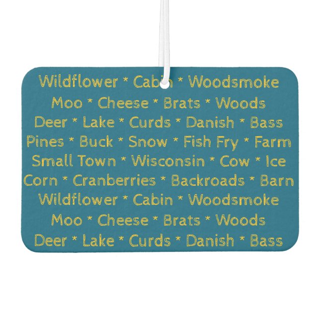 Désodorisant Pour Voiture Wisconsin Words Car Air Freshener (Devant)