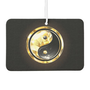 Désodorisant Pour Voiture Yin Yang or sur noir
