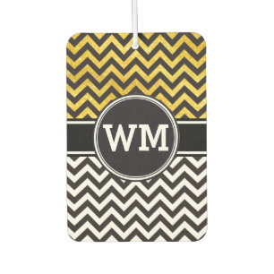 Désodorisant Pour Voiture ZIGZAG pattern - black + your background & ideas