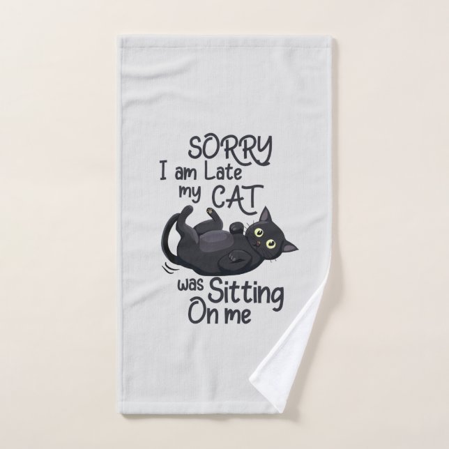 Désolé, je suis en retard - Règles pour chats ! (Serviette à main)