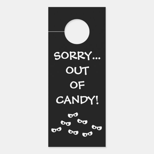 "Désolé...Out of Candy" Affichette de porte (Devant)