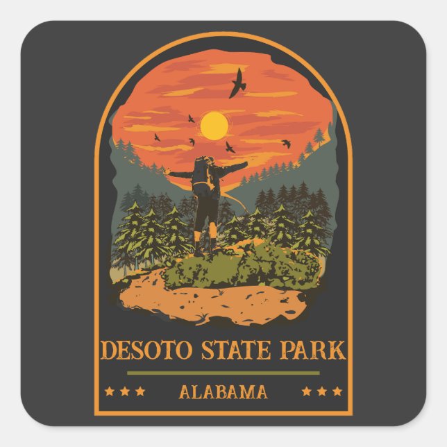 Desoto Staat Park Camping Ausflug Retro Quadratischer Aufkleber (Vorderseite)