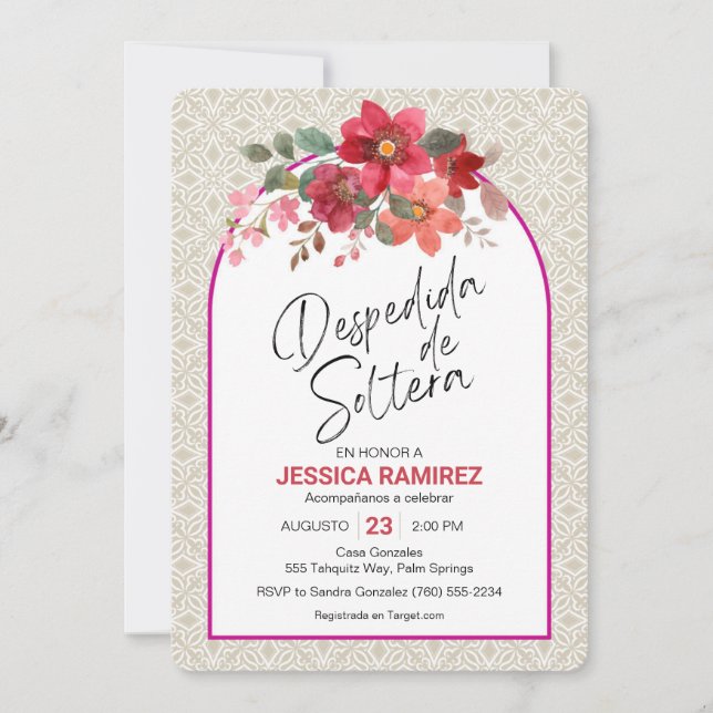 Despedida de Soltera Invitacion Flores de Otoño Einladung (Vorderseite)