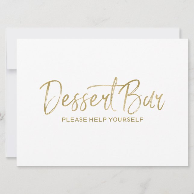"Dessert Bar" Hochzeitszeichen | Stilvoll Golden Einladung (Vorderseite)