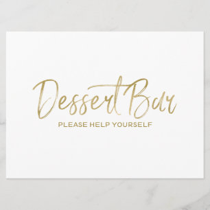 "Dessert Bar" Hochzeitszeichen Stilvoll Golden Einladung