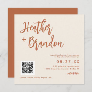 Dessert Boho QR Code Mariage Carré Invitation