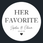 Dessert Candy Bar Herz Gastgeschenk Hochzeit Runder Aufkleber<br><div class="desc">Ein klassischer Black Danke You Wedding Sticker mit "Ihr Favorit" in einem klassisch-modernen,  eleganten Schriftart. Sie können es einfach mit Ihren Namen und Hochzeitsdatum personalisiert.</div>