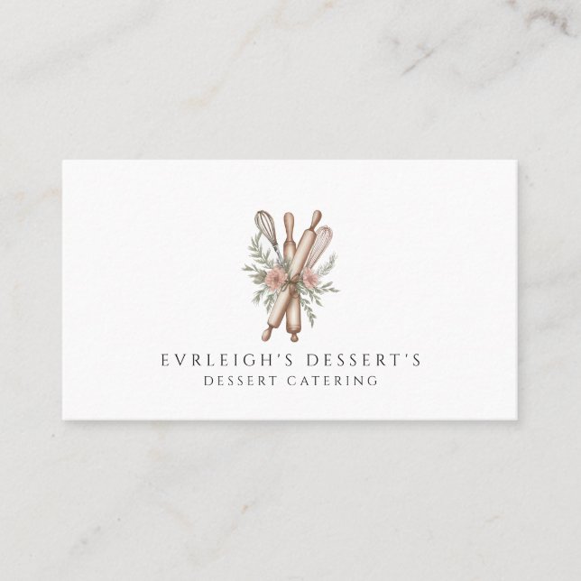 Dessert Caterer Watercolor Baker's Utensils Visitenkarte (Vorderseite)