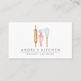 Dessert Caterer Watercolor Baker's Utensils Visitenkarte