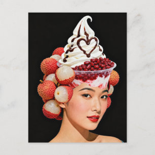 Dessert Frau Postkarte