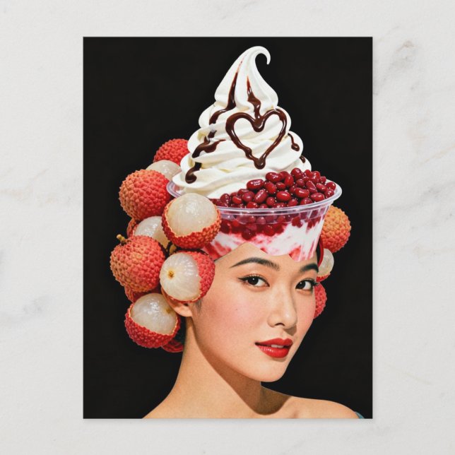 Dessert Frau Postkarte (Vorderseite)
