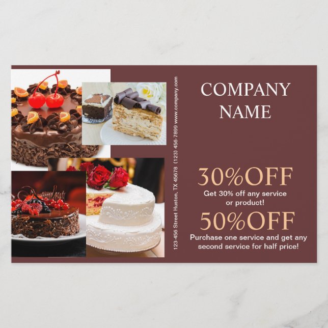 Dessert Hochzeitskuchen Bäckerei Flyer (Vorne)