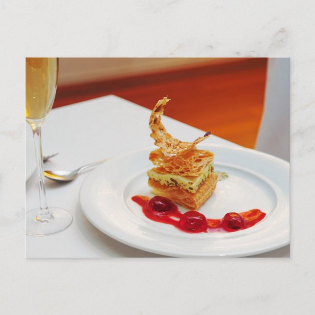 Dessert im Restaurant Postkarte (Vorderseite)