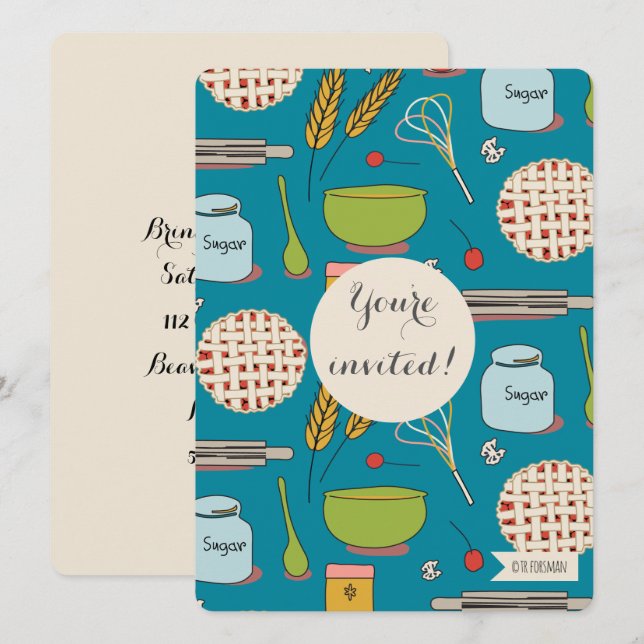 Dessert-Party-Kuchenmuster laden von TR Forsman ei Einladung (Vorne/Hinten)