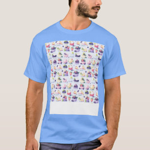 Dessert Seamless Pattern Patisserie Kawaii Niedlic T-Shirt