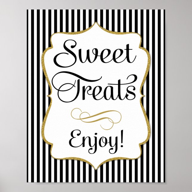Dessert Sign Black Gold Sweet Leckereien Poster (Vorne)