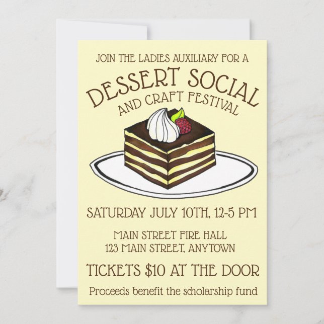 Dessert Social Bake Sale Tiramisu Italienisches Es Einladung (Vorderseite)