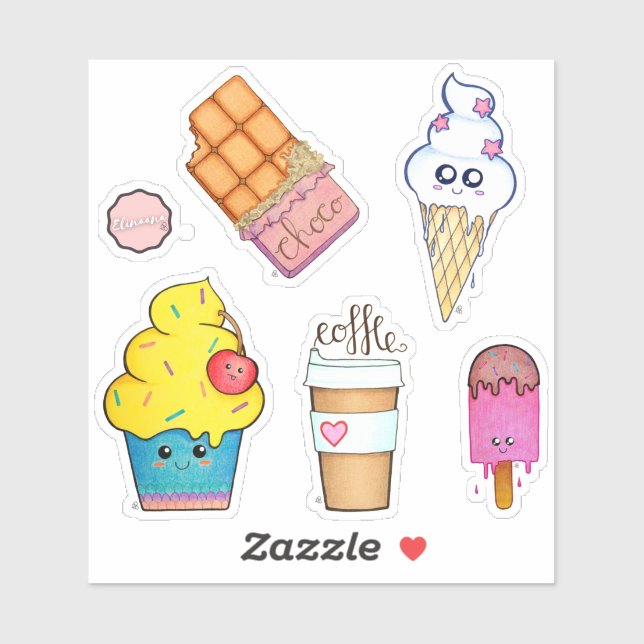 Dessert Time - Niedlicher Cartoon Sweet Leckereien Aufkleber (Blatt)