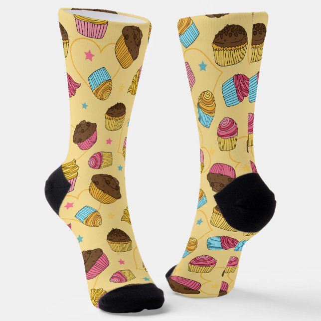 Dessertkuchen und Muffins Gemustert Socken (Gewinkelt)