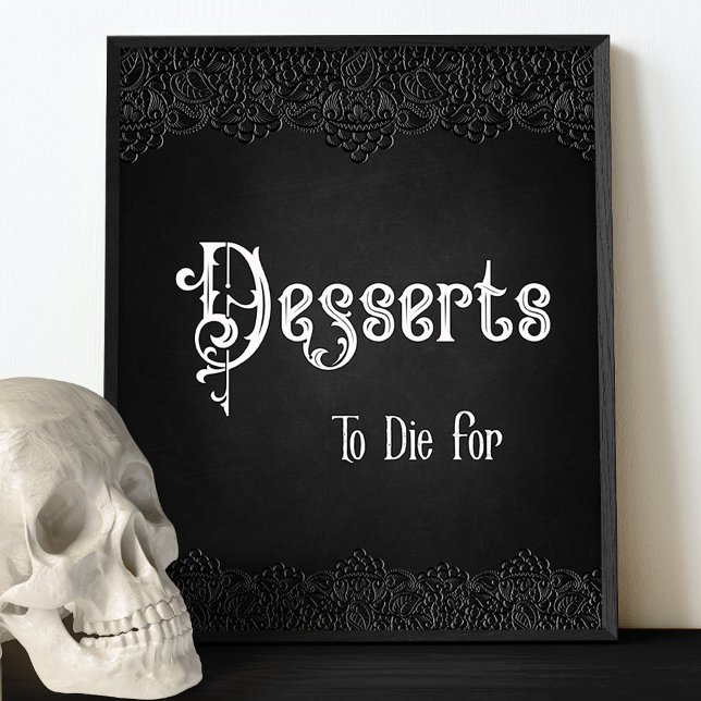Desserts Black Lace Gothic Wedding Table Sign Poster (Von Creator hochgeladen)