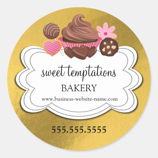 Desserts Imitate Gold Foil Look Runder Aufkleber (Vorderseite)