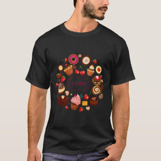 Desserts Yum Cup Cake Ice Creme Pie Cherry T-Shirt