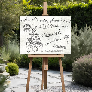 Dessin à la main Funky Doodle Mariage Affiche de b