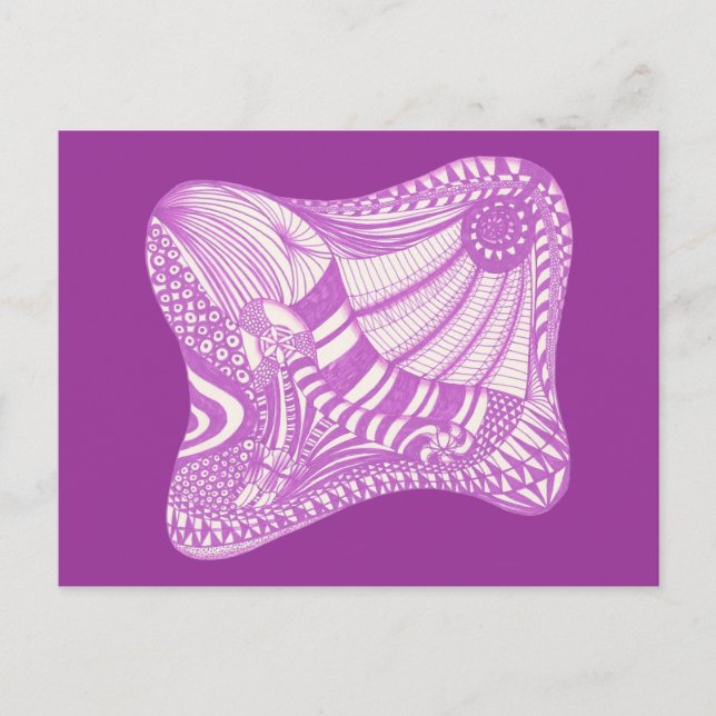 dessin abstrait violet blanc, cartes postales (Devant)